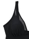 Black 1940s Mesh Bodycon Patchwork One Piece Swimsuit 4
