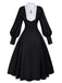 Black 1940s Nun-Style Cross Necklace Dress - vintage dress, retro fashion, classic black