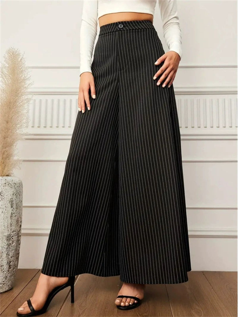 Black 1940s Pinstripe Super Wide-Leg Pants | Retro Stage