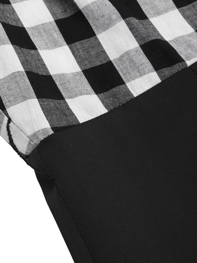 Black 1940s Plaid Patchwork Suspender Jumpsuit, vintage romper, retro jumpsuit - perfect for women who love vintage and retro fashion