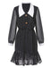 Black 1940s Polka Dot Contrast Collar Dress, vintage dress, retro fashion - perfect for women who love vintage and retro fashion