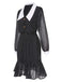 Black 1940s Polka Dot Contrast Collar Dress, vintage dress, retro fashion - perfect for women who love vintage and retro fashion
