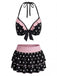 Black 1940s Polka Dot Halter Bikini Set 2