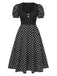 Black 1940s Polka Dot Scoop Neck Patchwork Dress, vintage dress, retro fashion - perfect for women who love vintage and retro fashion