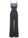 Black 1940s Polka Dots Back Strap Jumpsuit, vintage romper, retro jumpsuit - perfect for women who love vintage and retro fashion