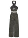 Black 1940s Polka Dots Cross Halter Jumpsuit, vintage romper, retro jumpsuit - perfect for women who love vintage and retro fashion