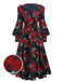 This Black 1940s Rose Lantern Sleeved Lace-Up Dress wraps her in 1940s elegance, one twirl at a time