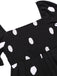 Black 1940s Ruffle Cuffs Polka Dots Smocked Dress, vintage dress, retro fashion - perfect for women who love vintage and retro fashion