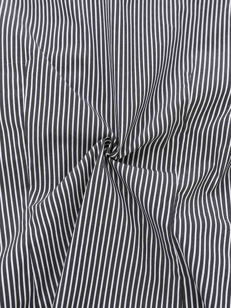 Black 1940s Ruffled Lapel Vertical Striped Blouse - vintage fashion, retro style, classic black