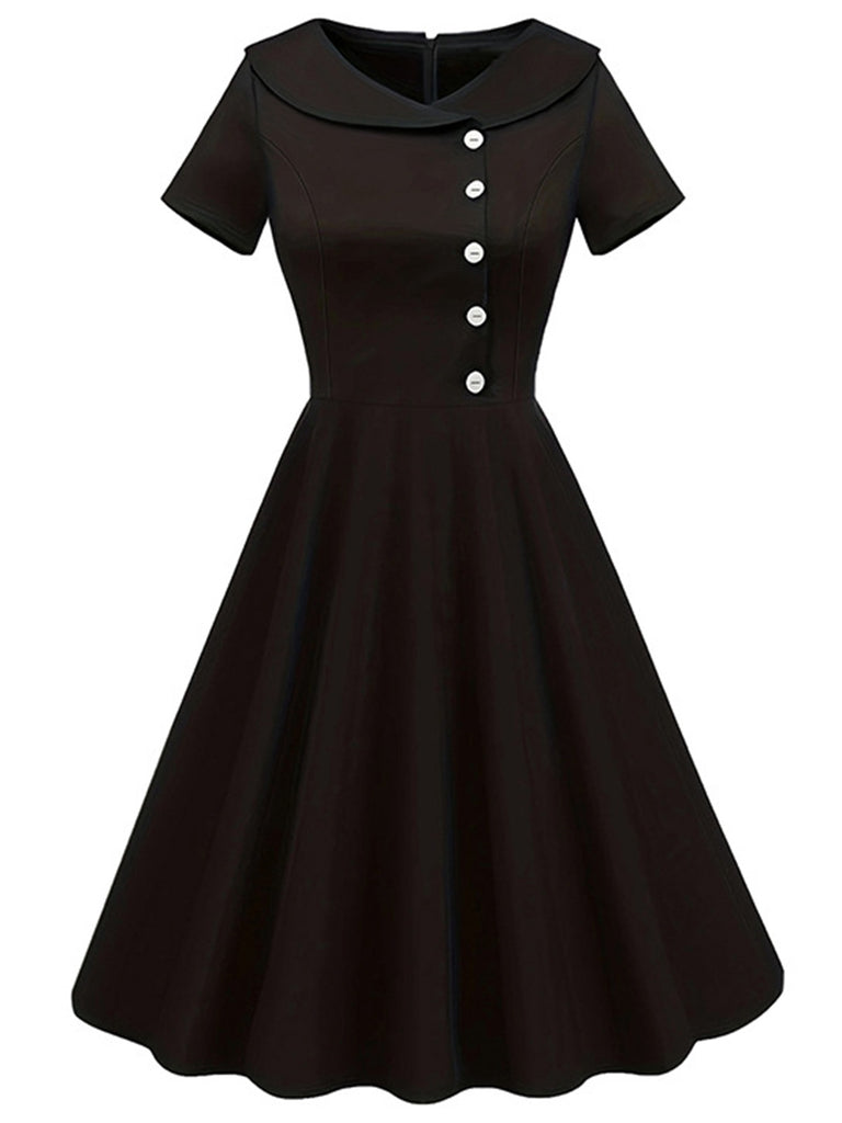 Retro Stage 1950s Vintage Audrey Hepburn Cocktail Swing Dress Black Retro Stage 1950s Vintage Audrey Hepburn Cocktail Swing Dress Black
