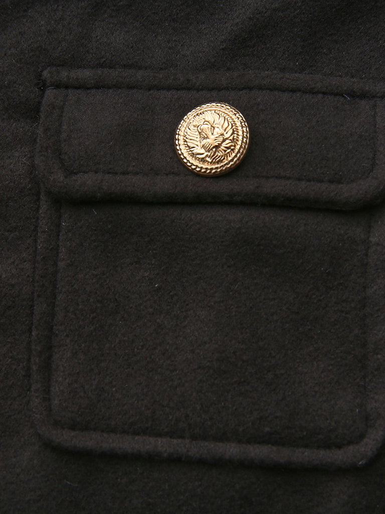 Black 1940s Solid Faux-Wool Short Jacket - vintage fashion, retro style, classic black