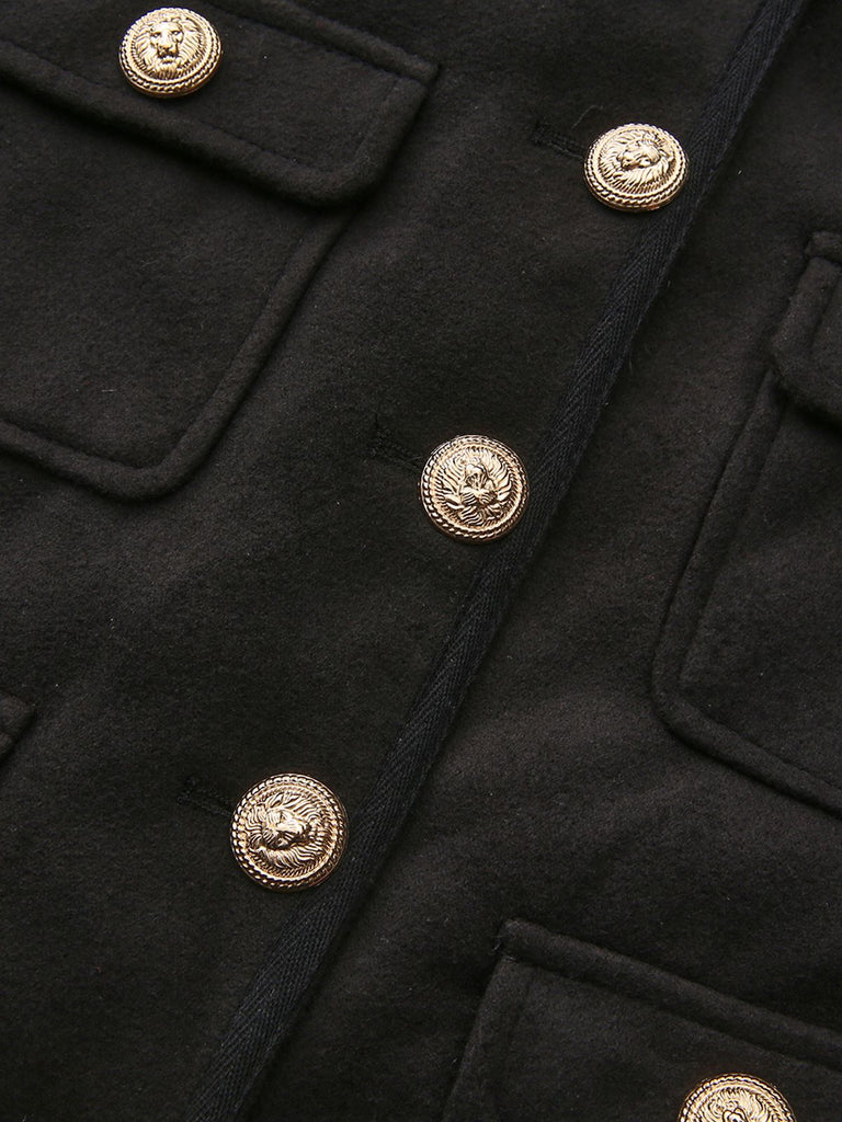 Black 1940s Solid Faux-Wool Short Jacket - vintage fashion, retro style, classic black