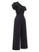 Black 1940s Solid One Shoulder Jumpsuit, vintage romper, retro jumpsuit - perfect for women who love vintage and retro fashion