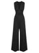 Black 1940s Solid V-Neck Jumpsuit, vintage romper, retro jumpsuit - perfect for women who love vintage and retro fashion