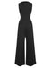Black 1940s Solid V-Neck Jumpsuit, vintage romper, retro jumpsuit - perfect for women who love vintage and retro fashion