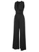 Black 1940s Solid V-Neck Jumpsuit, vintage romper, retro jumpsuit - perfect for women who love vintage and retro fashion