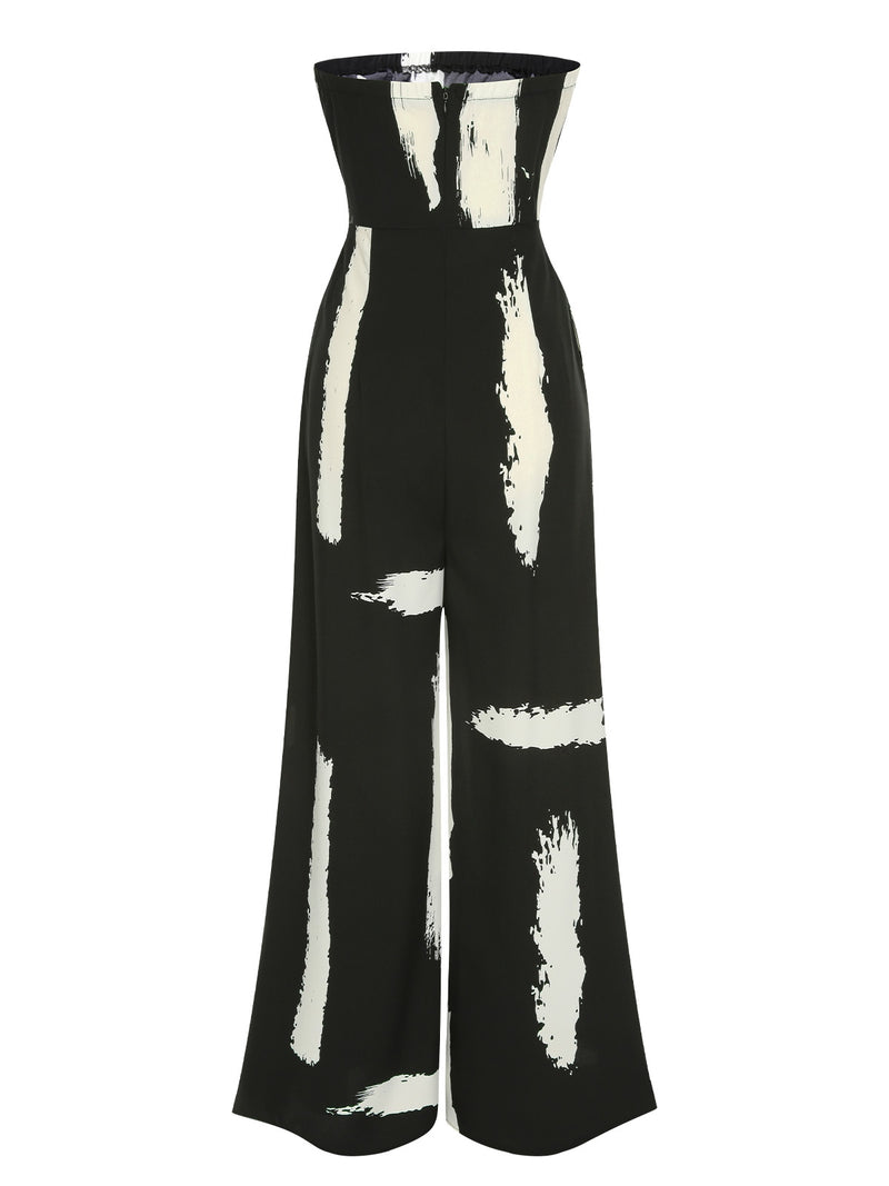 Black 1940s Strapless Colorblock Jumpsuit | Retro Stage