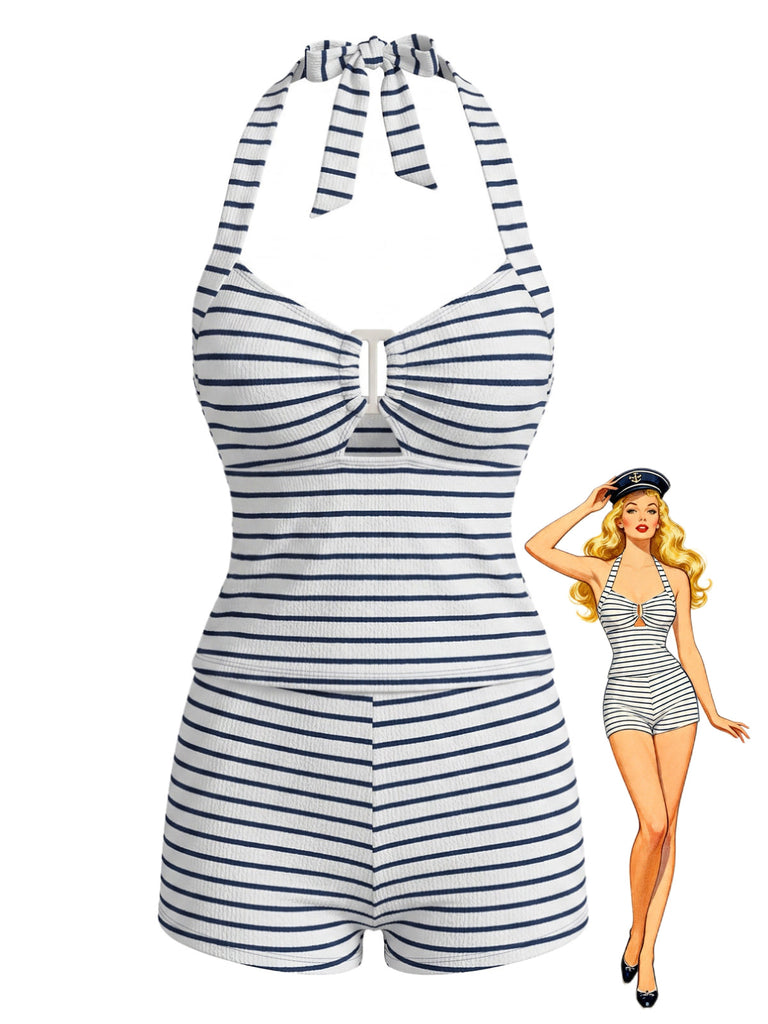 Black 1940s Bikini Set Swimsuit