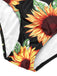 Black 1940s Sunflower Cold-Shoulder Swimsuit — 1940s poolside glamour meets sun-drenched confidence