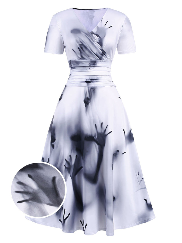 Black 1940s V-Neck Halloween Handprints Dress, vintage dress, retro fashion - perfect for women who love vintage and retro fashion