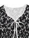 Black 1940s V-Neck Puff Ditsy Floral Dress - vintage dress, retro fashion, classic black