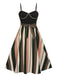 Black 1940s Waist Tie Stripe Straps Dress, vintage dress, retro fashion - perfect for women who love vintage and retro fashion