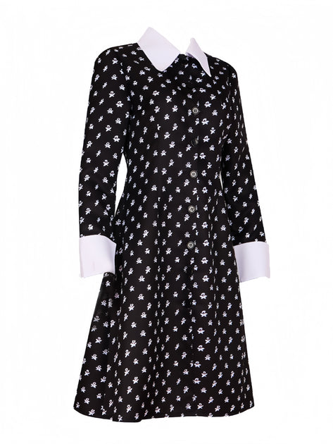 wednesday addams black and white dress Wednesday Addams Dress Black With White Long Collar Women - Etsy