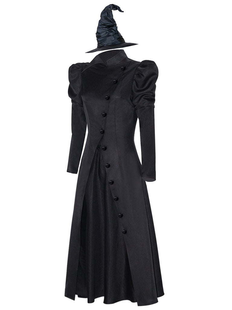 Black 1940s Wicked-Inspired Elphaba Witch Costume With Hat — 1940s elegance in the palm of her hand
