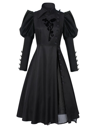She slips into this Black 1940s Wicked-Inspired Floral Witch Dress and suddenly it's a 1940s daydream