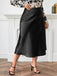This Black 1950s A-Line Satin Skirt spins 1950s stories with every step