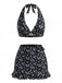 Black 1950s Bikini Floral Tankini Set - vintage fashion, retro style, classic black