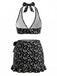 Black 1950s Bikini Floral Tankini Set - vintage fashion, retro style, classic black