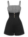 Black 1950s Bow Button Patchwork Strap Romper, vintage romper, retro jumpsuit - perfect for women who love vintage and retro fashion