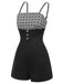 Black 1950s Bow Button Patchwork Strap Romper, vintage romper, retro jumpsuit - perfect for women who love vintage and retro fashion