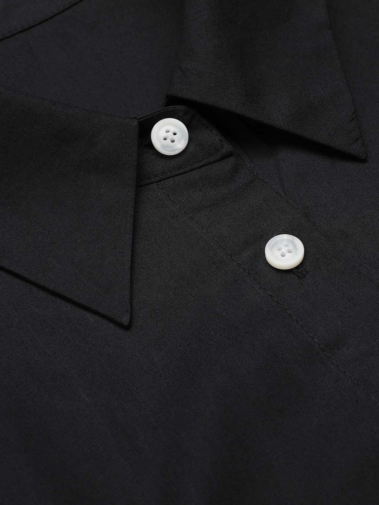 Detail: Black 1950s Butterfly Patchwork Vintage Dress, elegant retro style perfect for vintage themed parties and retro fashion enthusiasts