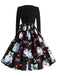 This Black 1950s Cat Heart Belted Dress wraps her in 1950s elegance, one twirl at a time