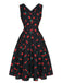 She slips into this Black 1950s Cherry Sleeveless Dress and suddenly it's a 1950s daydream