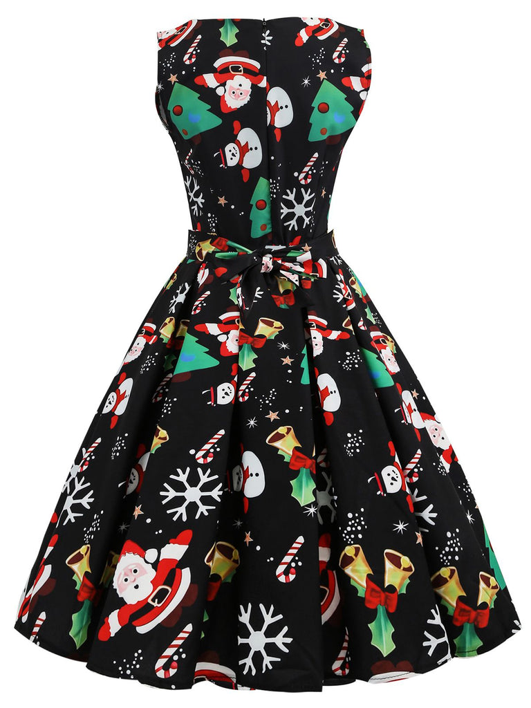 This Black 1950s Christmas Santa Claus Candy Dress wraps her in 1950s elegance, one twirl at a time