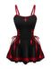 Black 1950s Cross Contrast Ruffle Hem Nightdress - vintage dress, retro fashion, rockabilly
