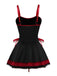 Black 1950s Cross Contrast Ruffle Hem Nightdress - vintage dress, retro fashion, rockabilly