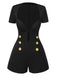 She finds her 1950s story in this Black 1950s Cut-Out Buttoned Solid Romper