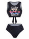 Black 1950s Explore The Beach Tankini Set - vintage fashion, retro style, classic black