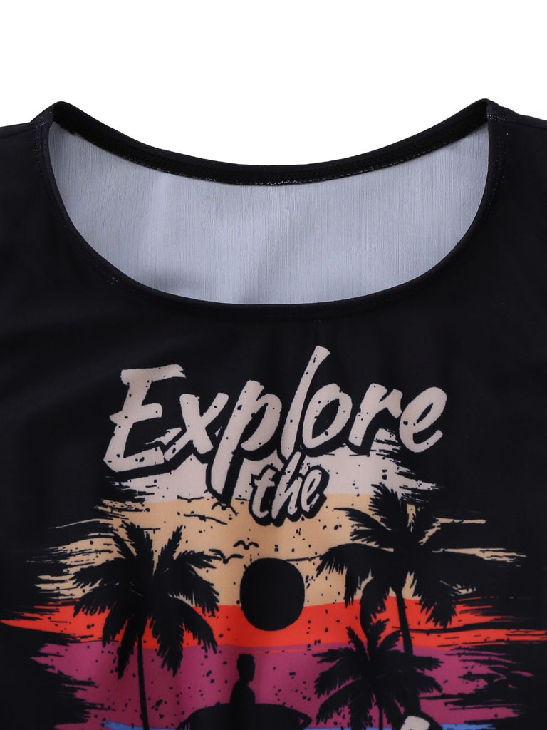 Black 1950s Explore The Beach Tankini Set - vintage fashion, retro style, classic black