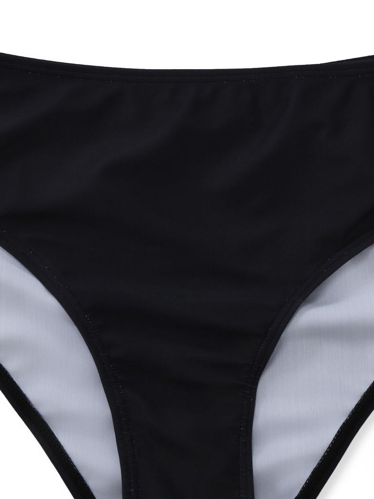 Black 1950s Explore The Beach Tankini Set - vintage fashion, retro style, classic black