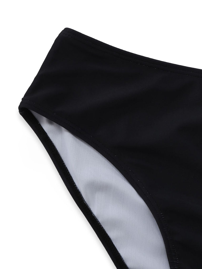 Black 1950s Explore The Beach Tankini Set - vintage fashion, retro style, classic black