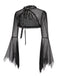 Black 1950s Flare Sleeved Lace-Up Sheer Cape, vintage fashion, retro style - perfect for women who love vintage and retro fashion