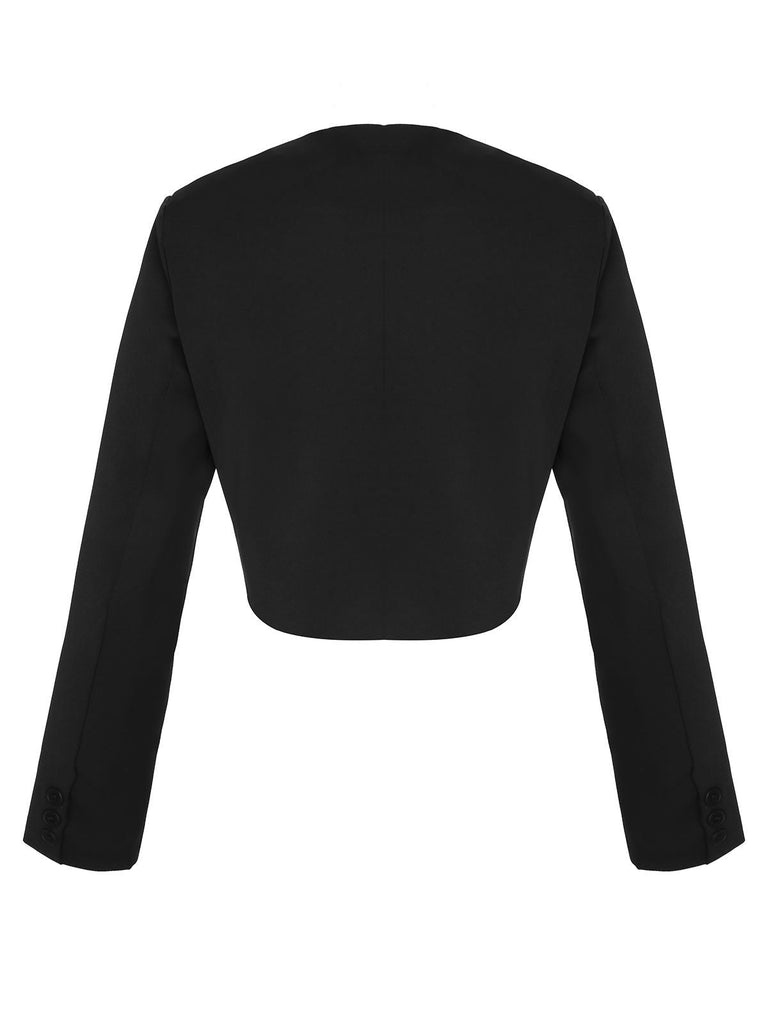 Black 1950s Fragrant Short Button Jacket — 1950s style that speaks before she does