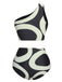Black 1950s Geometric One-Shoulder Swimsuit, vintage swimsuit, pin-up swimwear - perfect for women who love vintage and retro fashion
