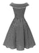 She slips into this Black 1950s Gingham Plaid Lace Trim Belted Dress and suddenly it's a 1950s daydream