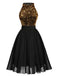 Black 1950s Gold Glitter Patchwork Dress — vintage elegance for the modern woman